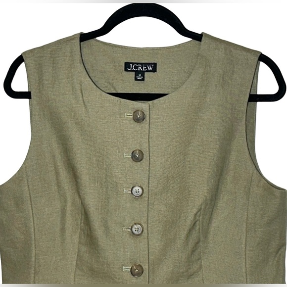 NWT J. Crew Linen Cutaway Vest Top in Green, C1544, Size M (10) - Picture 4 of 12